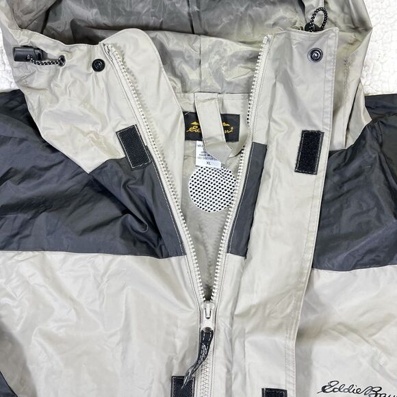 Eddie Bauer Jacket Mens XL Beige PVC Nylon Vented Waterproof Rain Coat - Picture 6 of 15